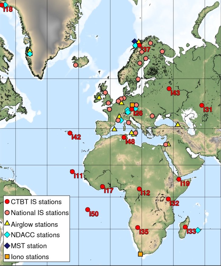  Map of monitoring stations for the observation
